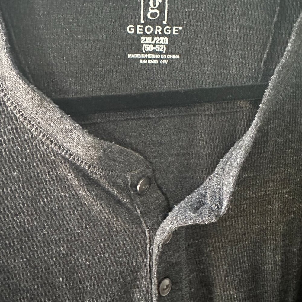 George Black XXL Long Sleeve Henley Tee Shirt - Picture 2 of 9